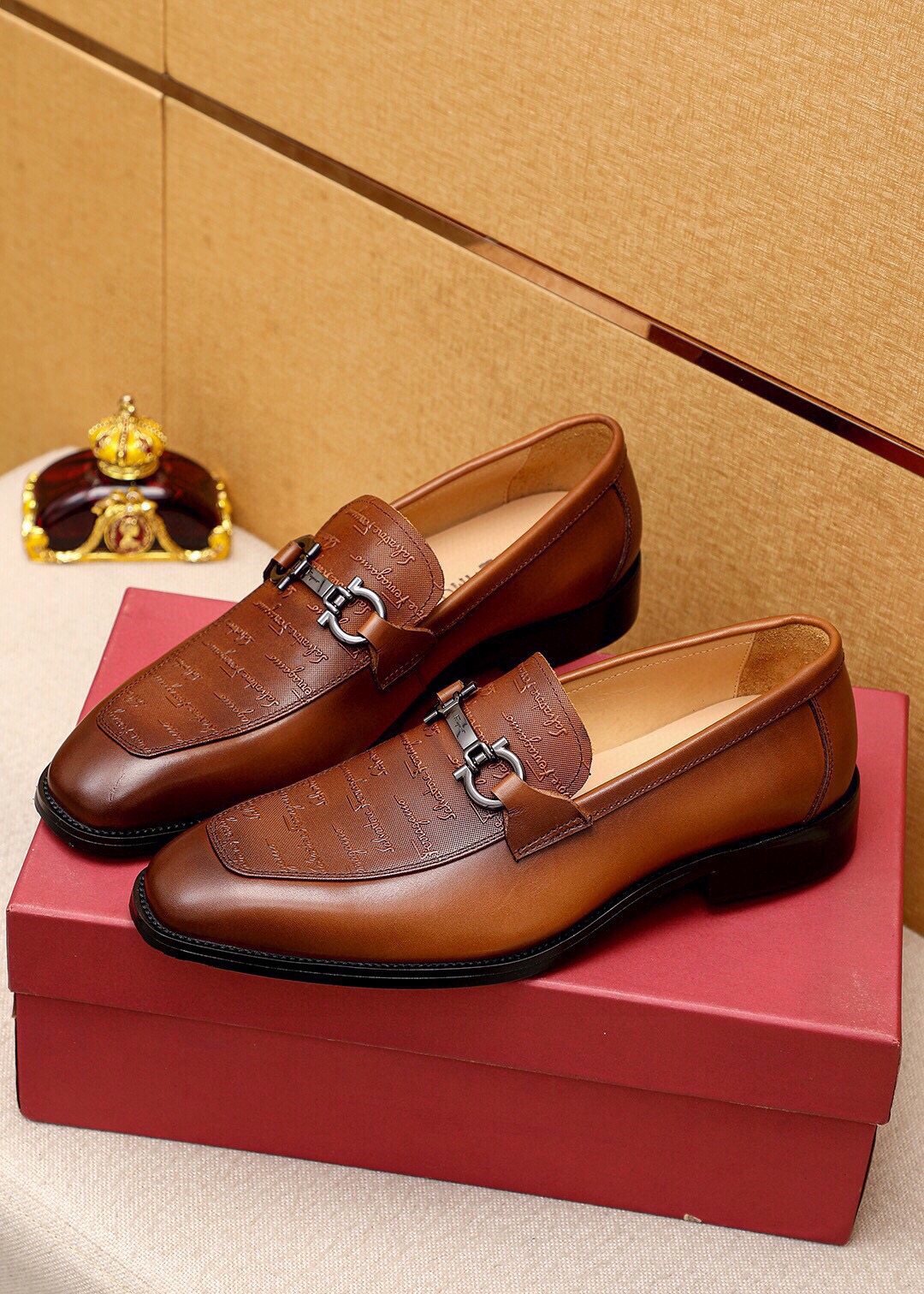 Ferragamo Textured Leather Loafers — front