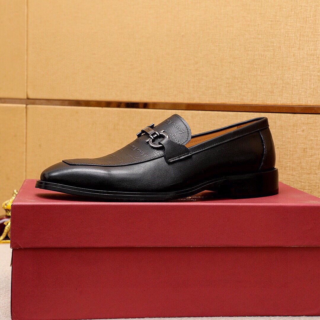 Ferragamo Textured Leather Loafers — side