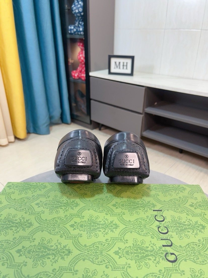 Gucci Perforated Metal Hardware Loafers — back
