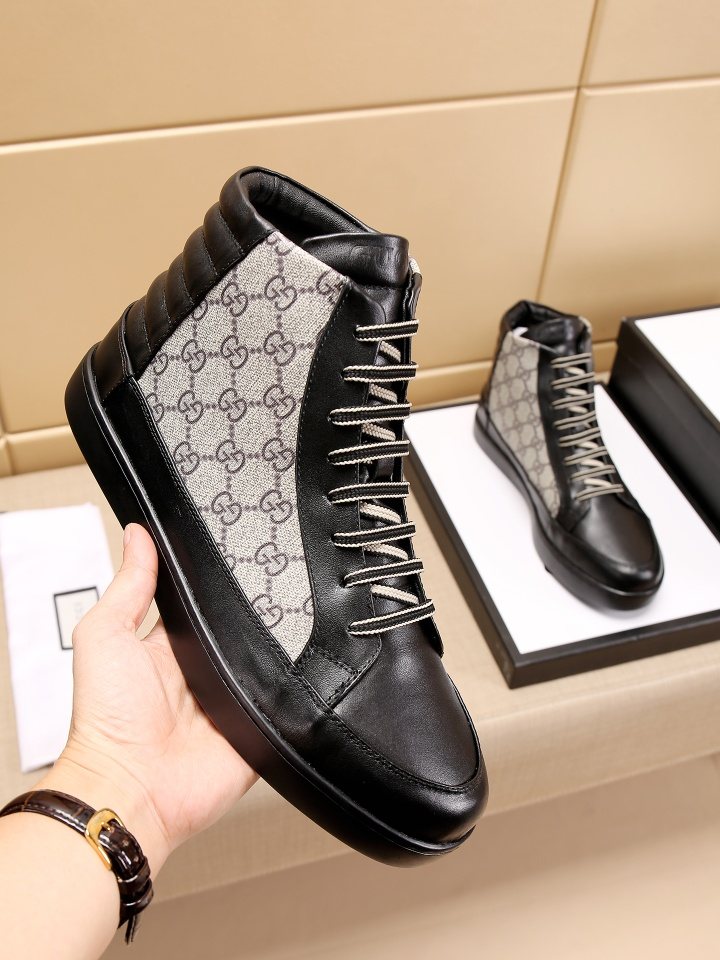 Gucci GG-Pattern High-Top Sneakers — side
