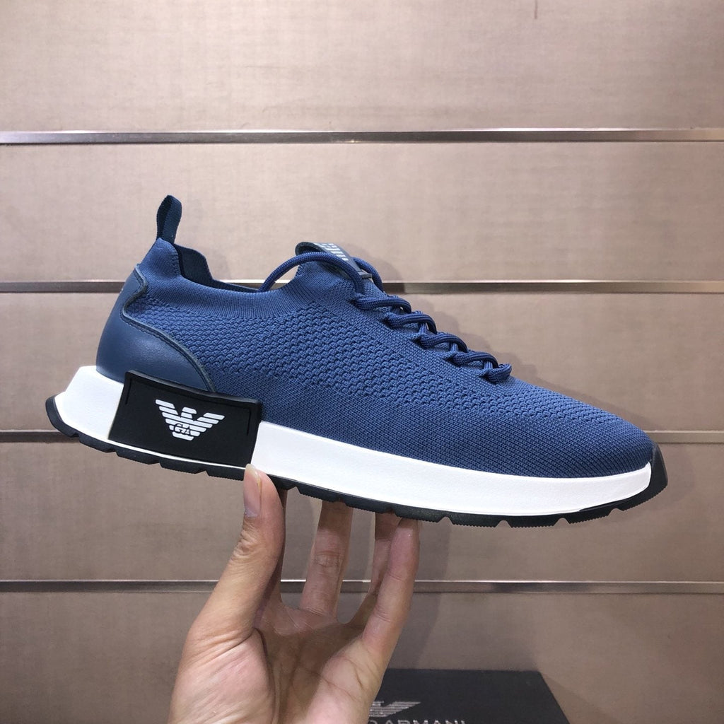 Giorgio Armani Knit Lace-Up Sneakers — model