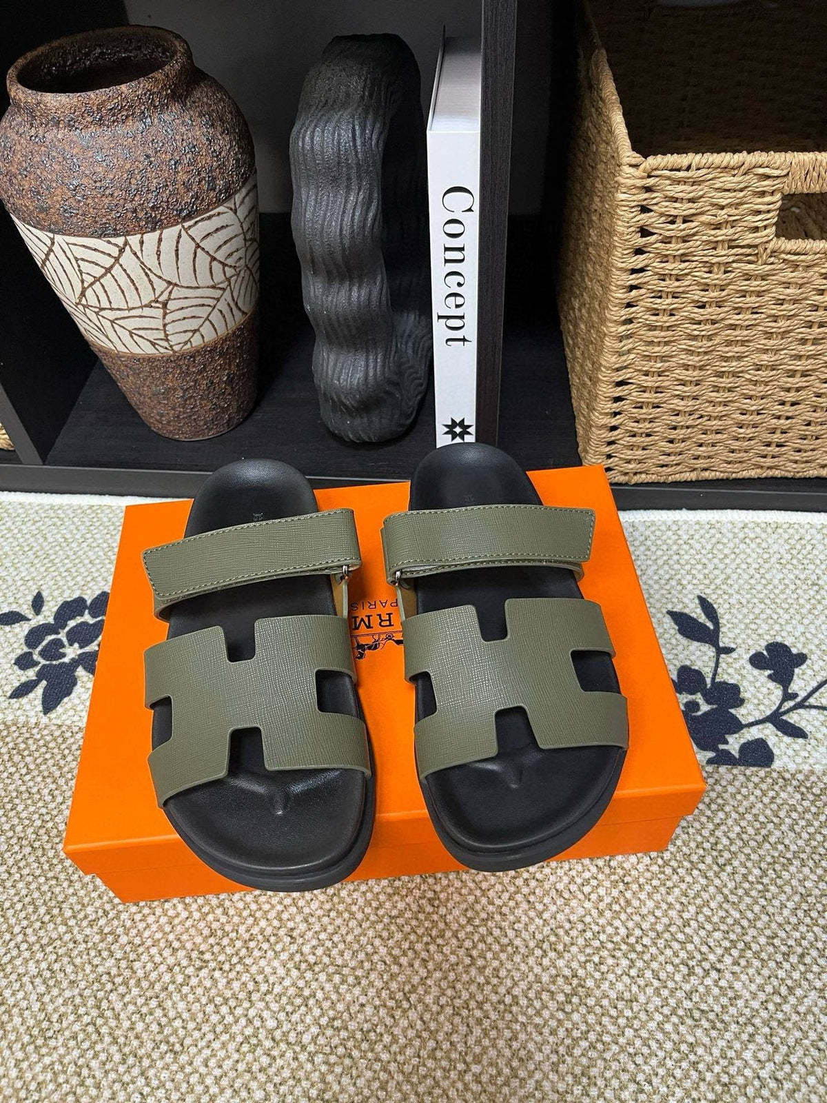 Hermes Cutout Slide Sandals — front