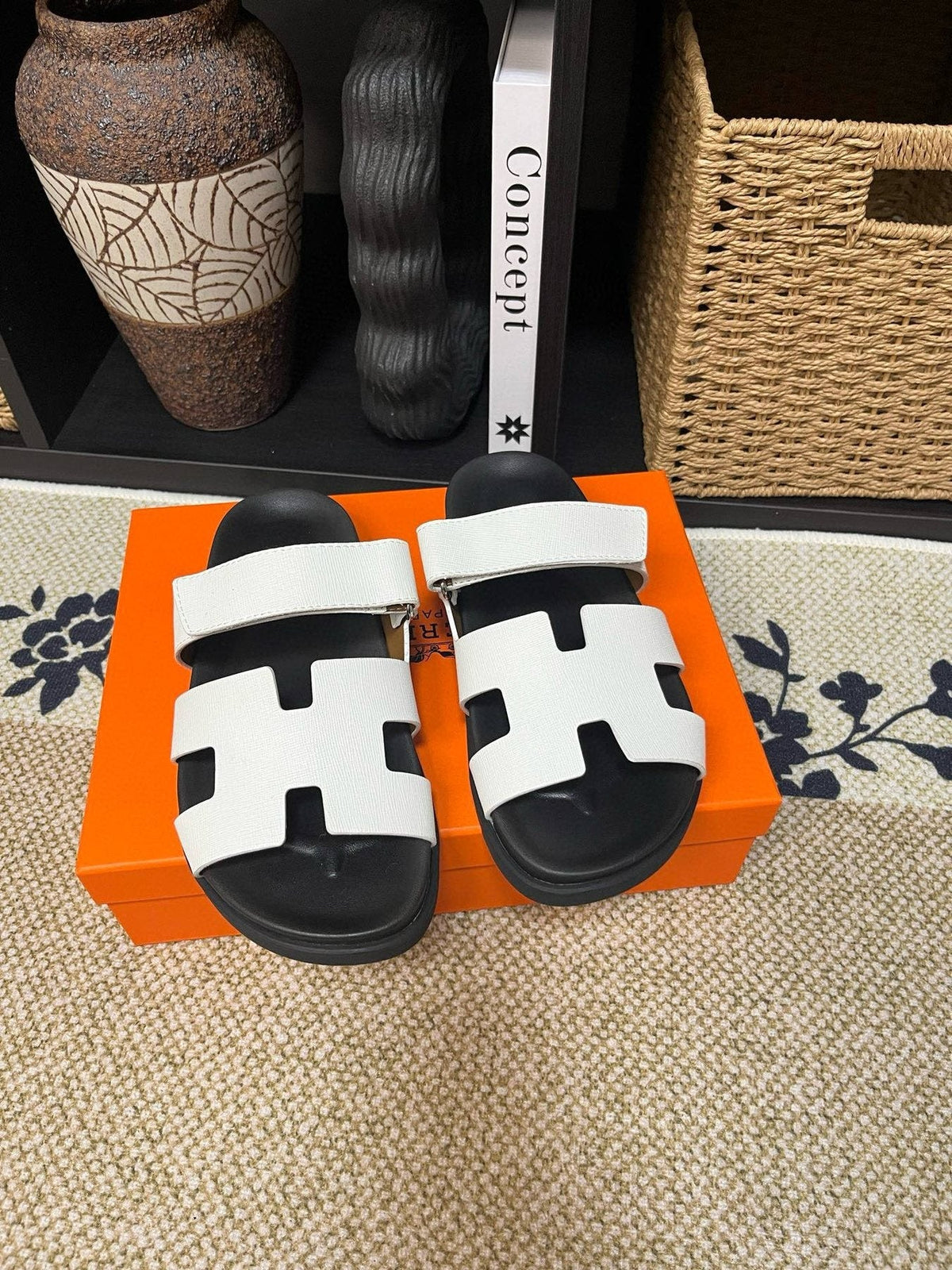 Hermes Cutout Slide Sandals — front