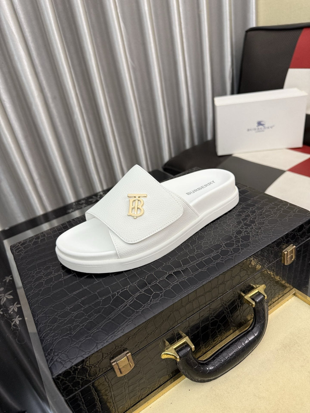 Burberry Monogram Slide Sandals — hero