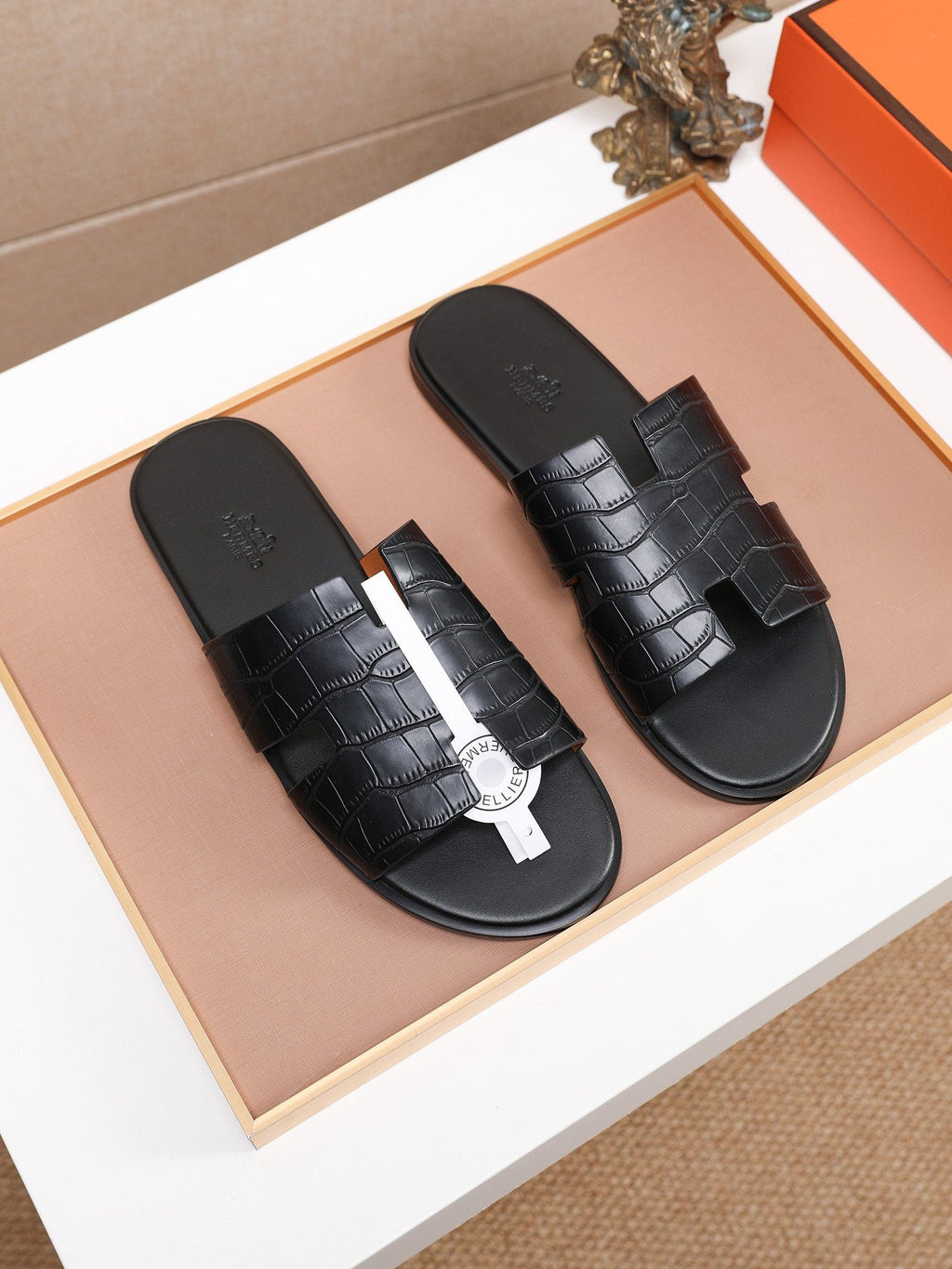 Hermes Textured H Slide Sandals — hero