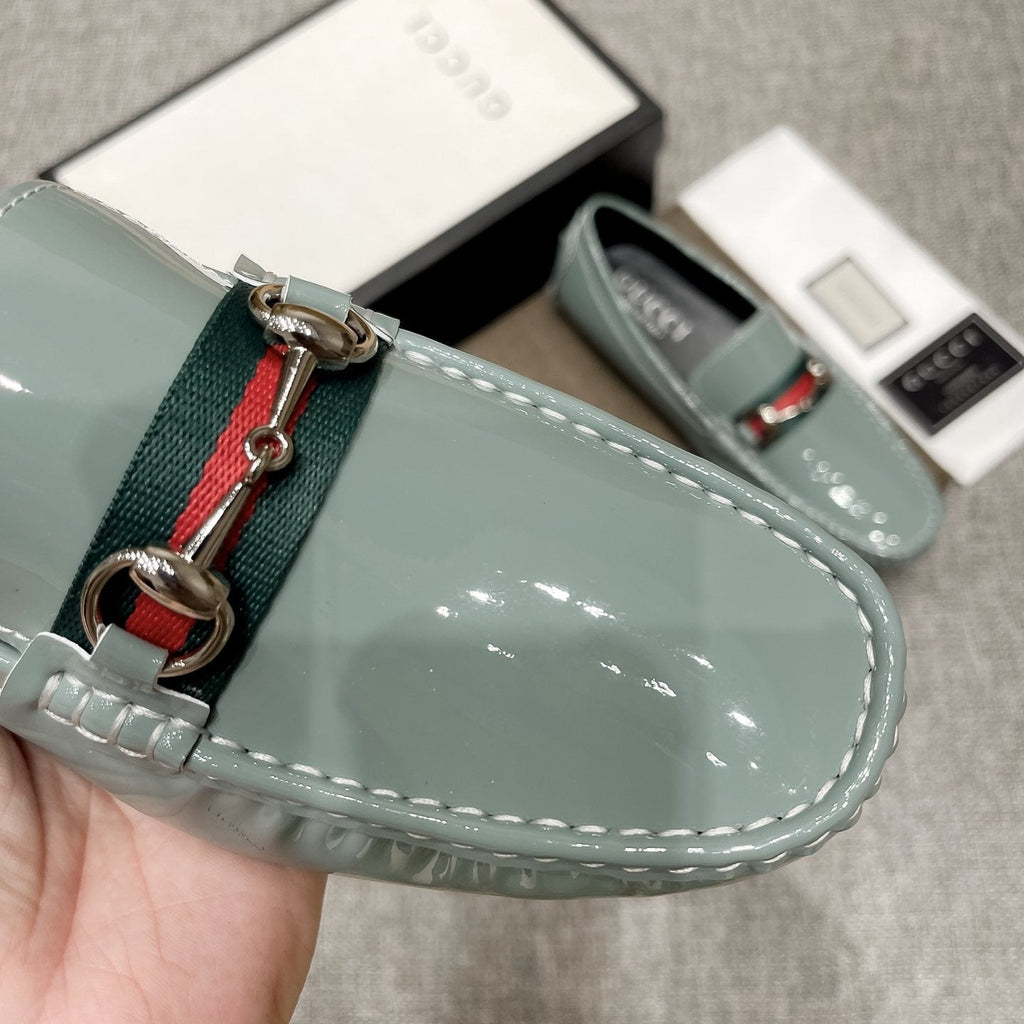 Gucci Black Web Stripe Loafers — front