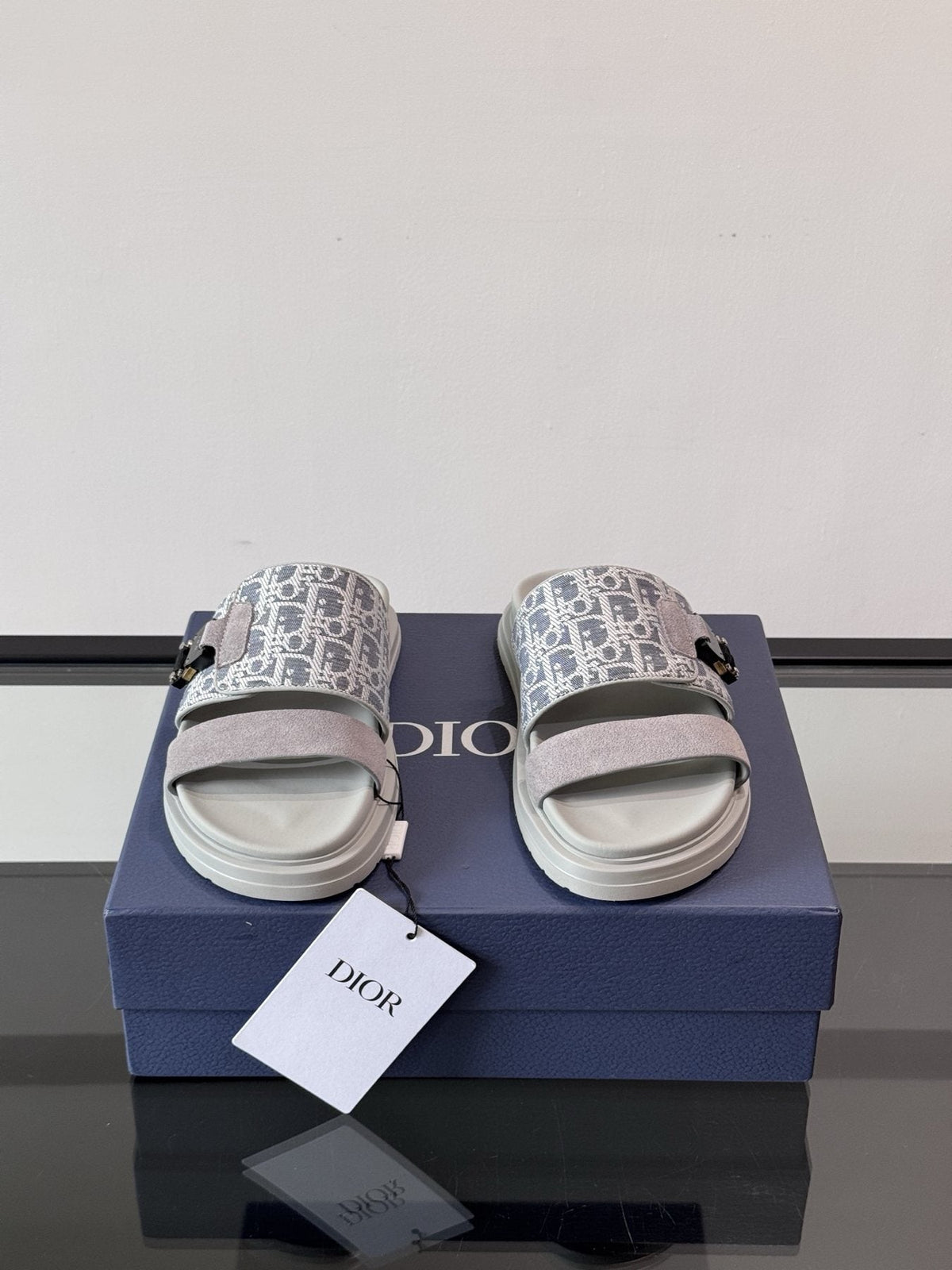Dior Patterned Strap Slide Sandals — front