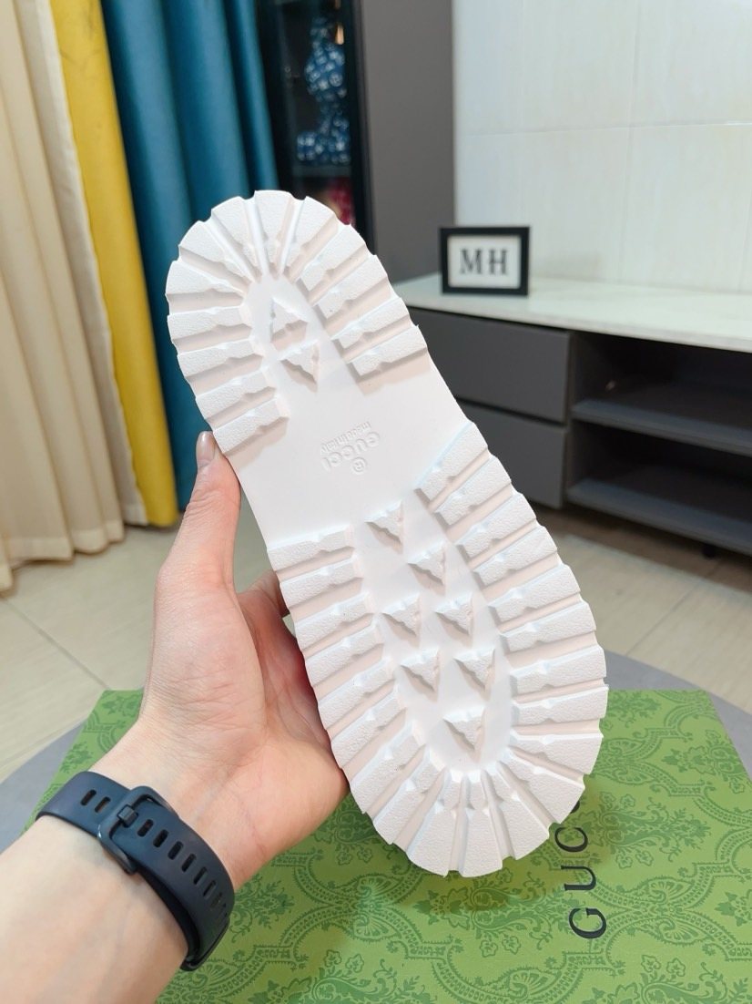Gucci Green and Red Stripe Slide Sandals — back