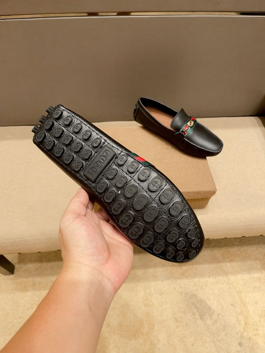 Gucci Web Accent Driving Loafers — back