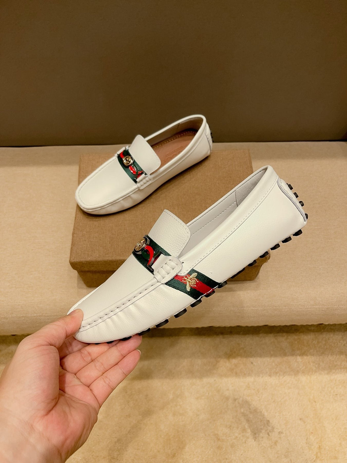 Gucci Web Accent Driving Loafers — back