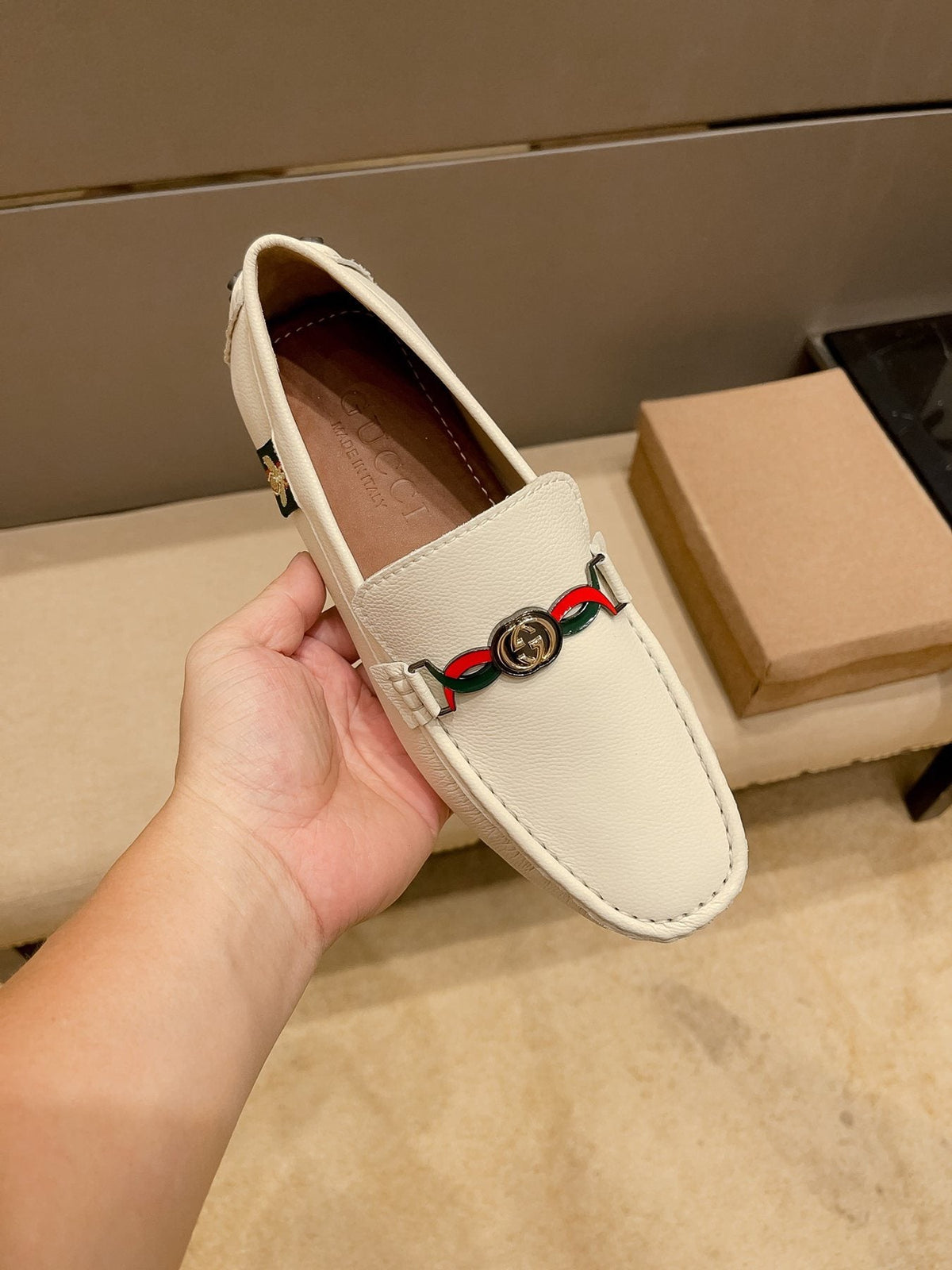 Gucci Web-Accent Driving Loafers — front