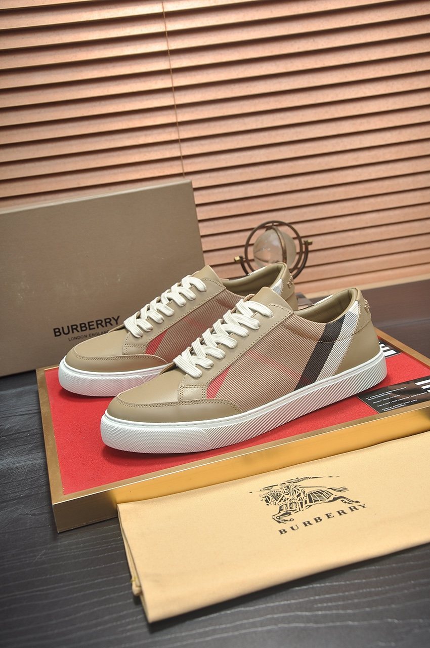 Burberry Plaid Panel Low-Top Sneakers — front