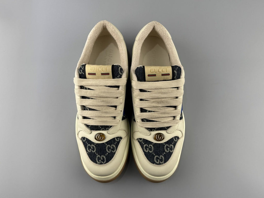 Gucci Cream Stripe Low-Top Sneakers — front