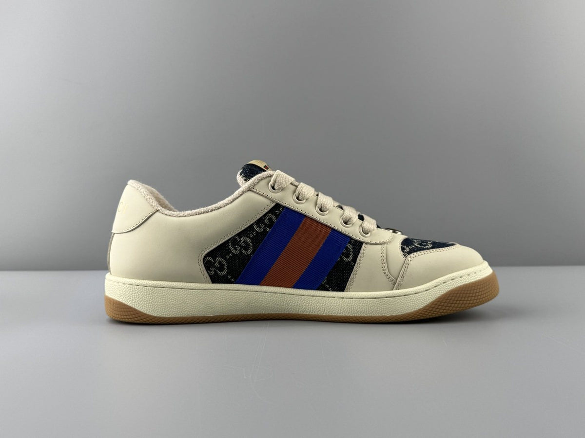 Gucci Cream Stripe Low-Top Sneakers — side