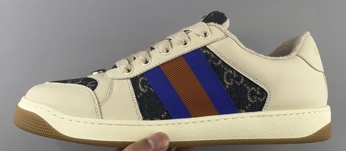 Gucci Cream Stripe Low-Top Sneakers — front