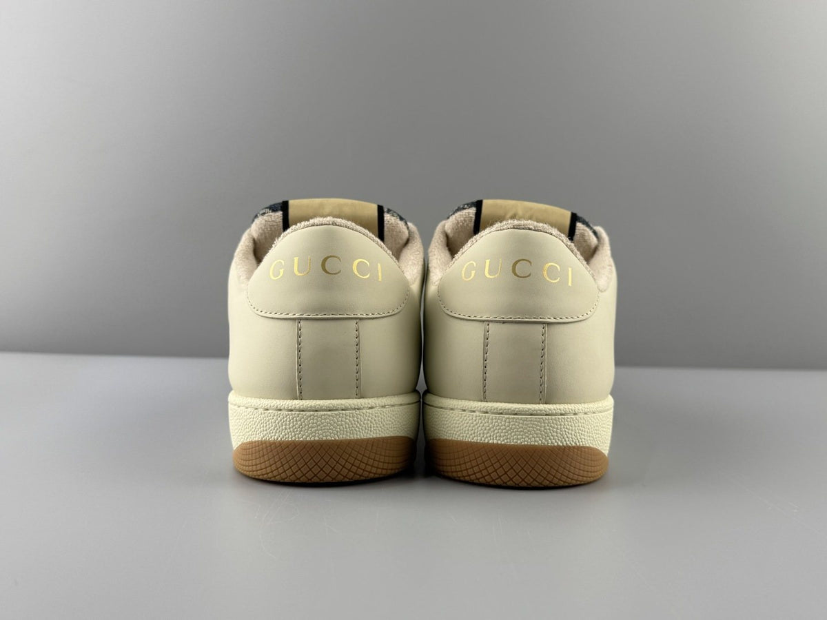 Gucci Cream Stripe Low-Top Sneakers — back
