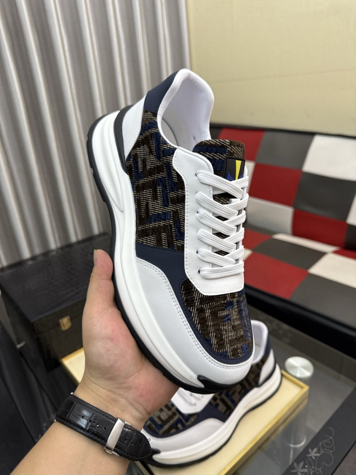 Fendi Men's Patterned Panel Sneakers — model