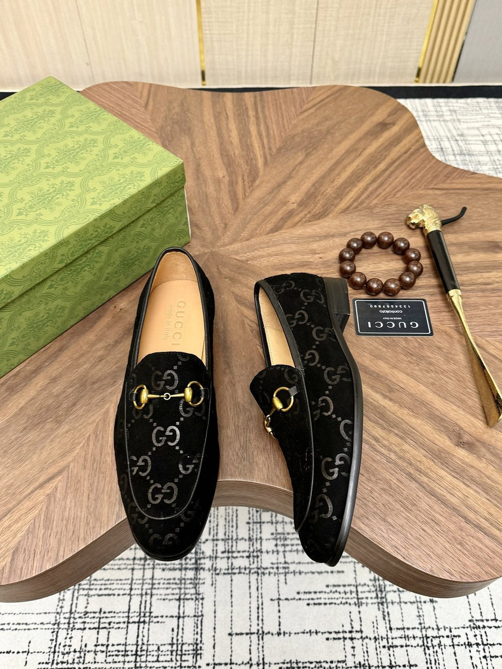 Gucci Horsebit Monogram Loafers — front