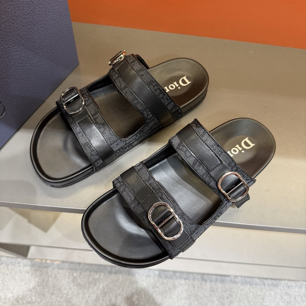 Dior Patterned Double-Strap Slide Sandals — front