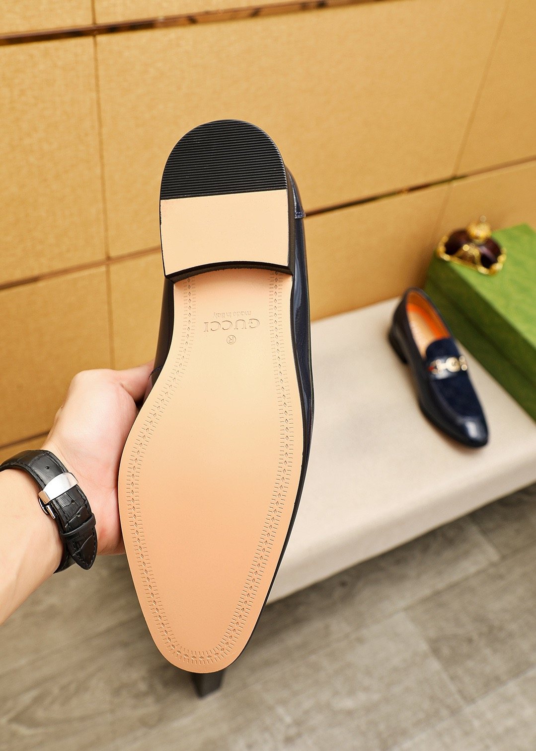 GUCCI Glossy Bit Loafers — front