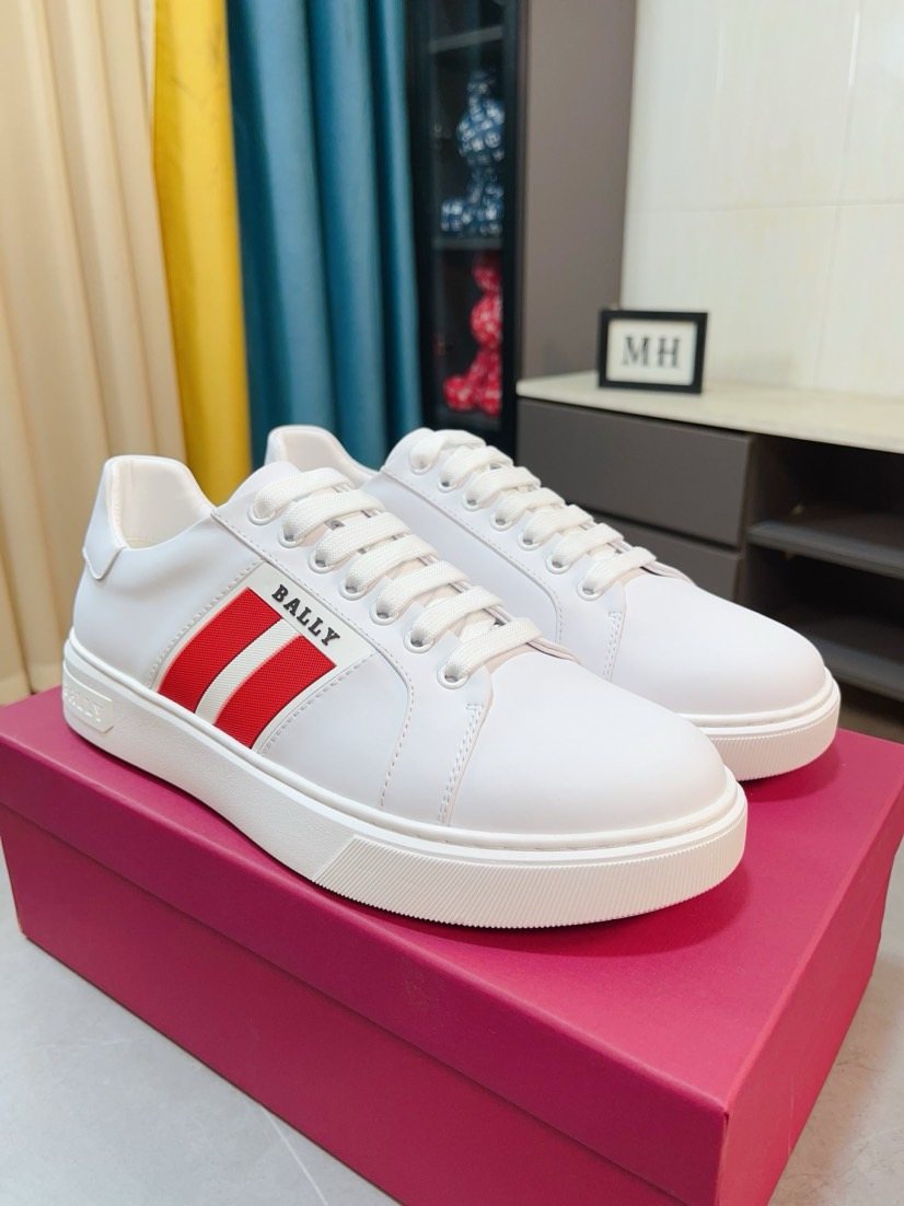 BALLY Red Stripe Low-Top Sneakers — front