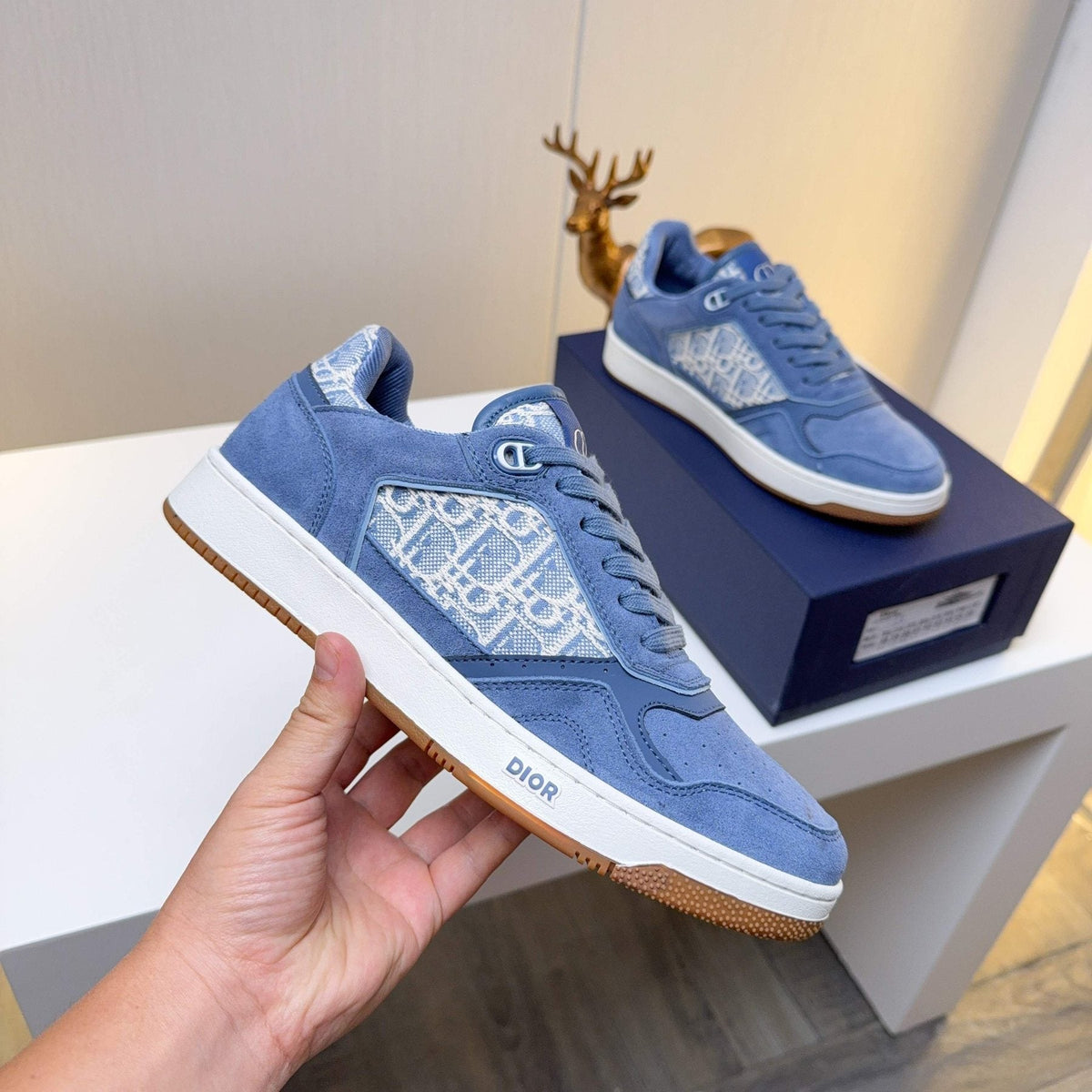 Dior Patterned Panel Low-Top Sneakers — side