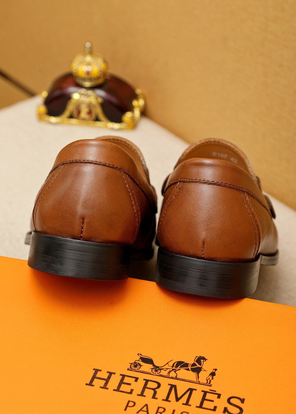Hermès Textured H-Hardware Loafers — back