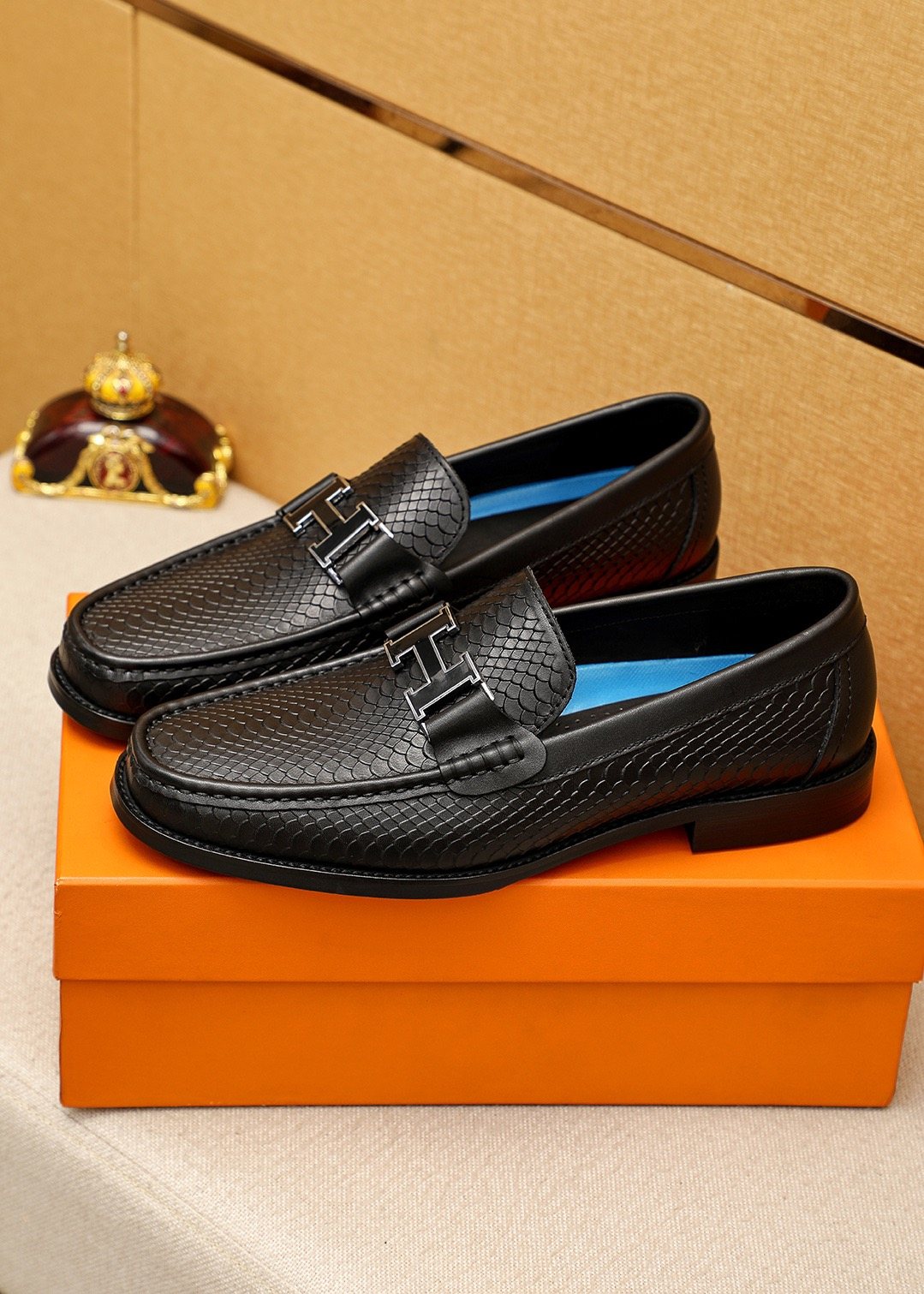 Hermès Textured Hardware Loafers — hero