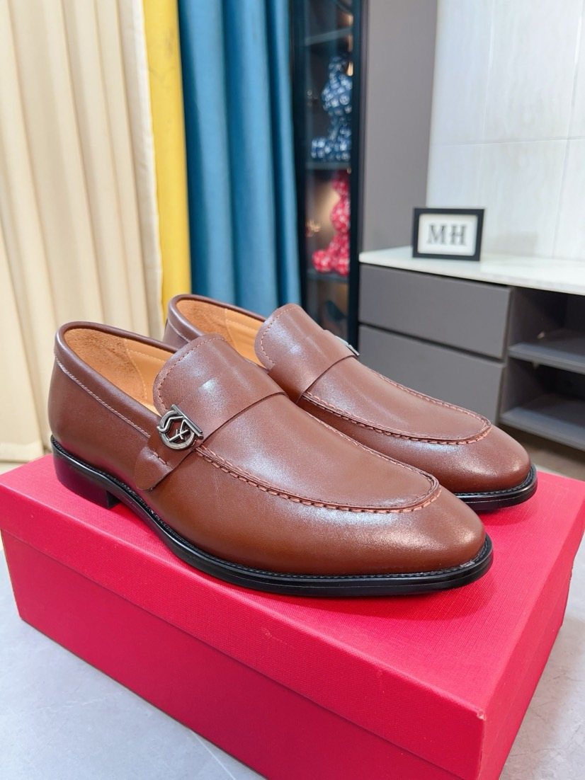 Ferragamo Metal-Accent Moc-Toe Loafers — front