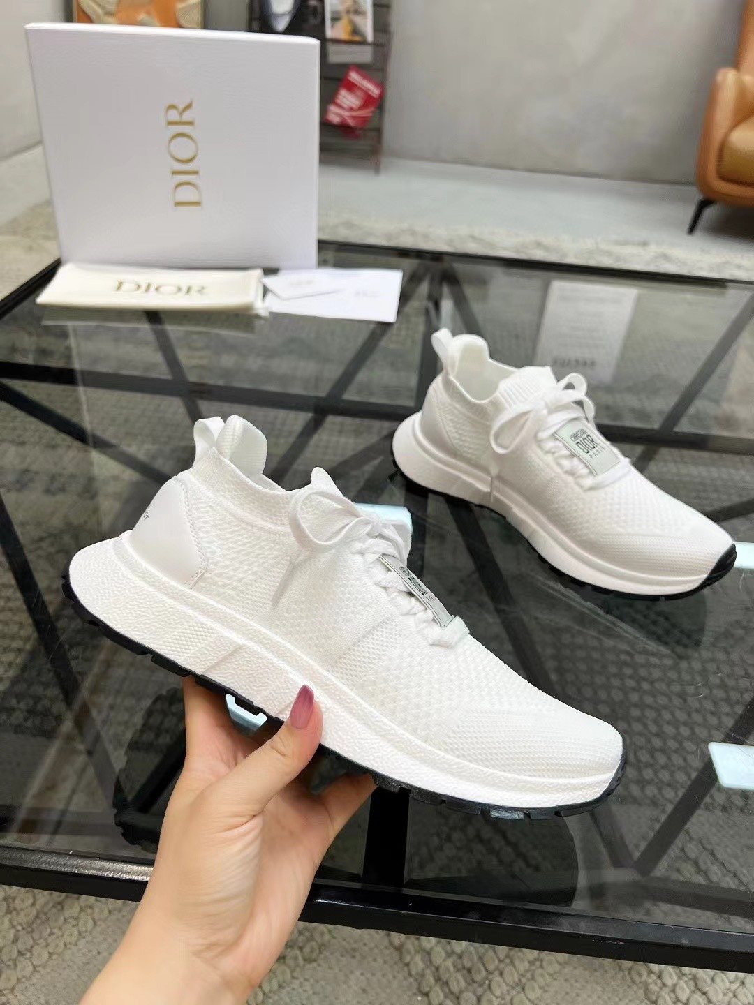 Dior Knit Low-Top Sneakers — side