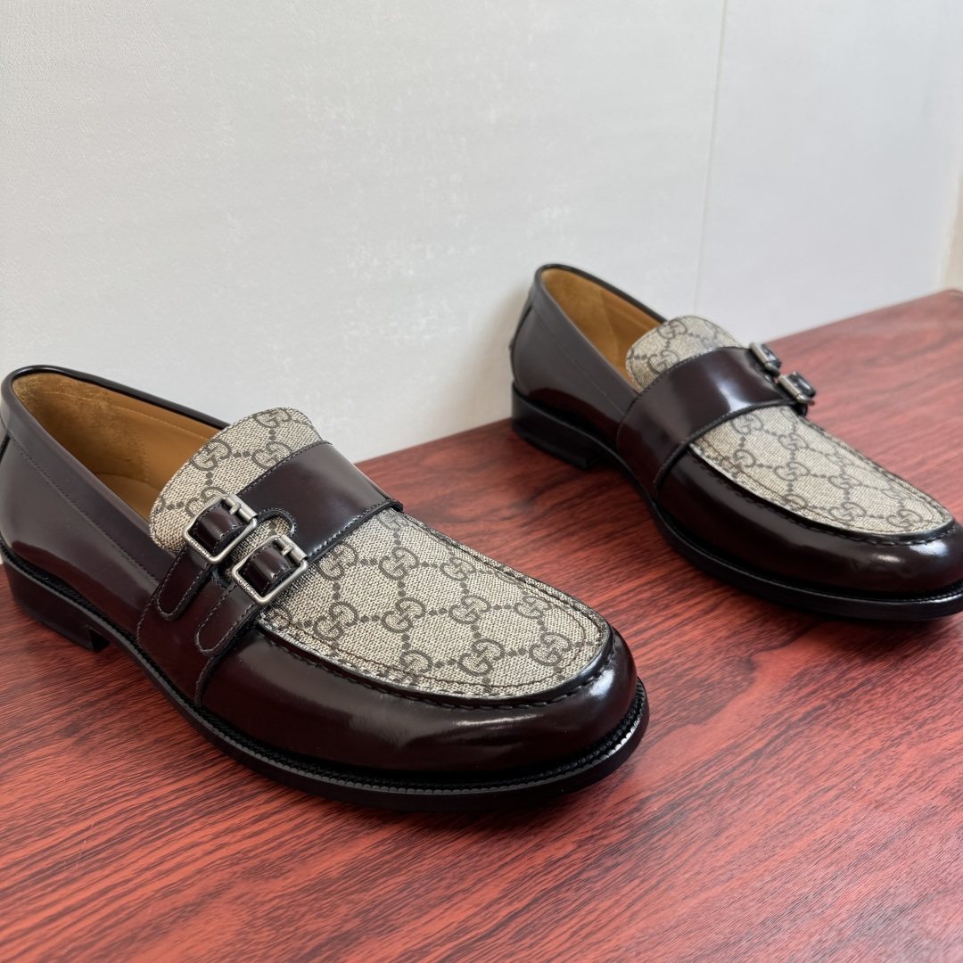 Gucci Black Double Buckle Loafers — front