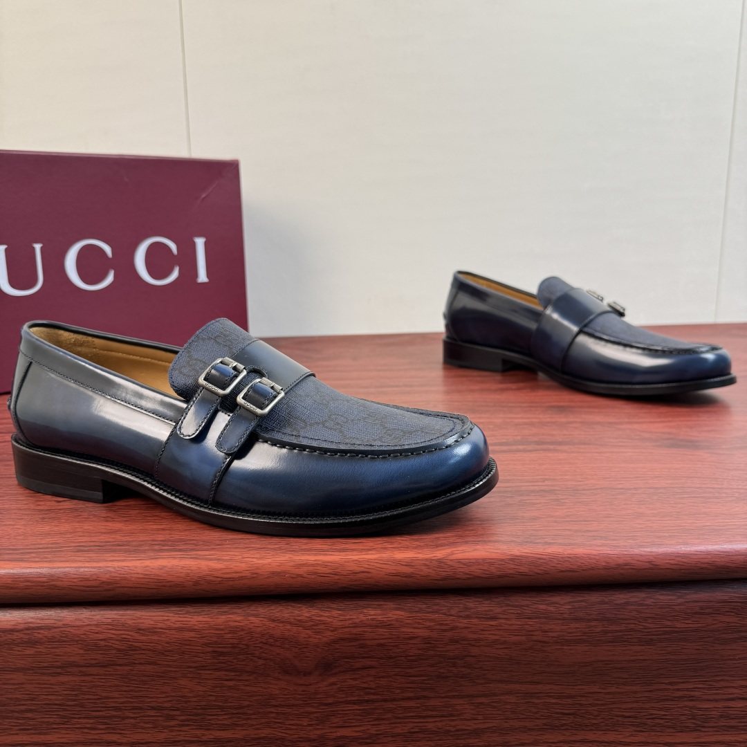 Gucci Black Double Buckle Loafers — front