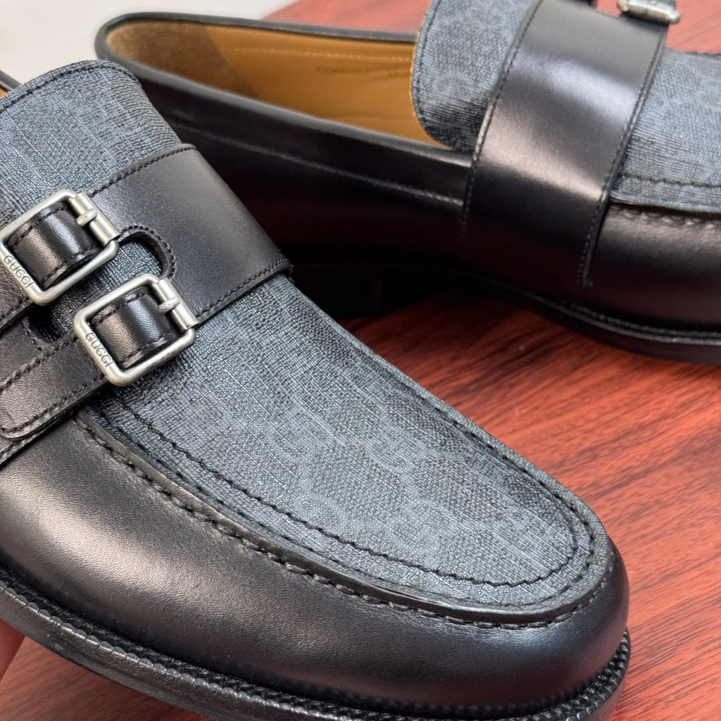 Gucci Black Double Buckle Loafers — detail