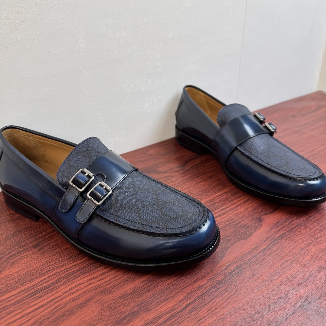 Gucci Black Double Buckle Loafers — front