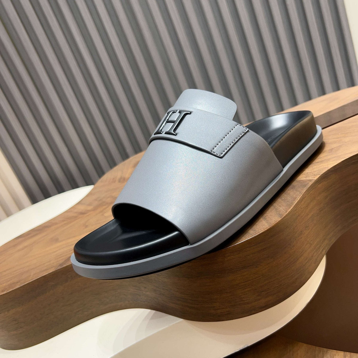Hermès Men’s H-Embellished Slide Sandals — side