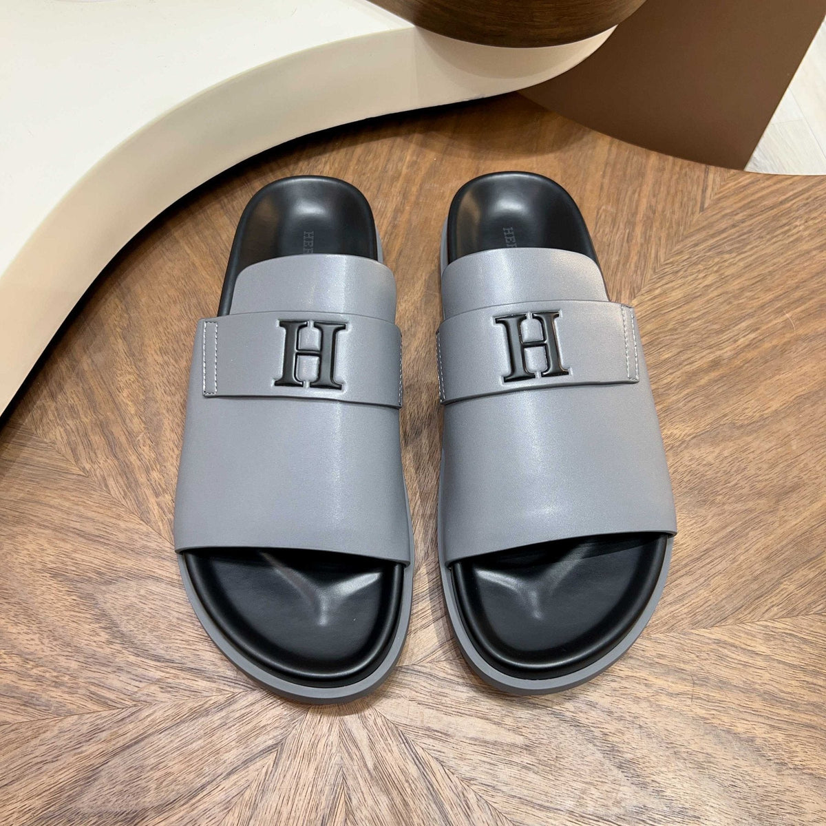 Hermès Men’s H-Embellished Slide Sandals — front