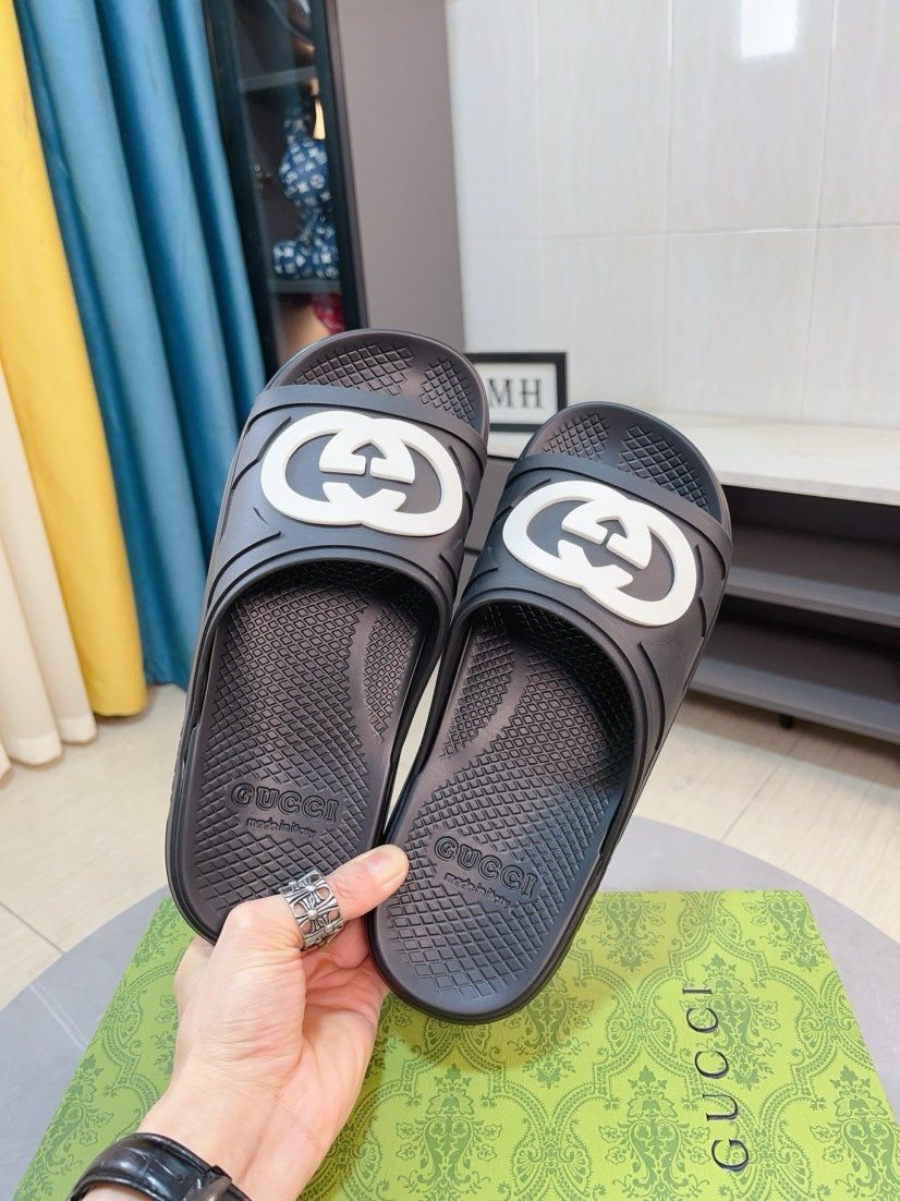 Gucci Emblem Slide Sandals — front