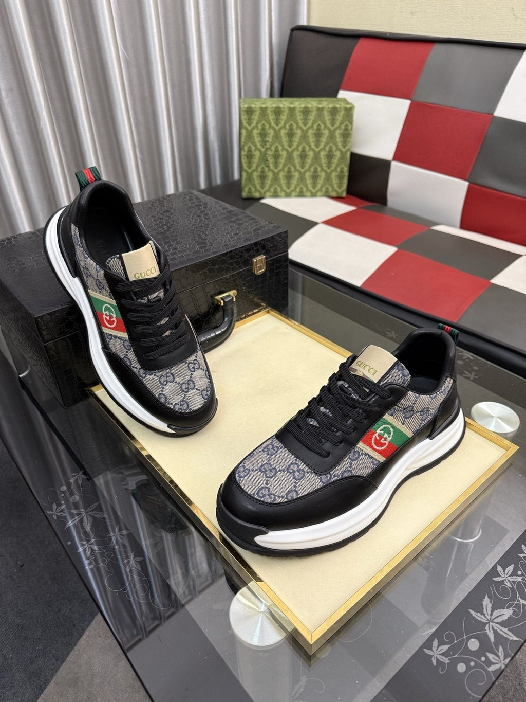 Gucci Monogram Stripe Low-Top Sneakers — front