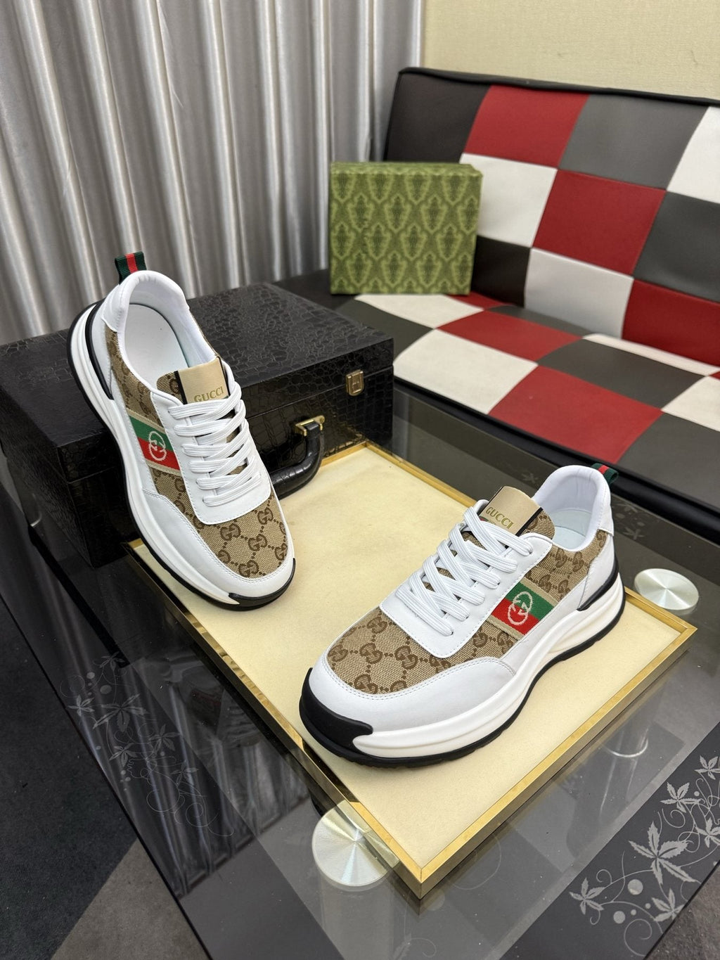 Gucci Monogram Stripe Low-Top Sneakers — front