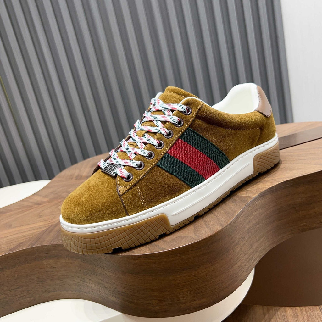 Gucci Red and Green Side Stripe Sneakers — side