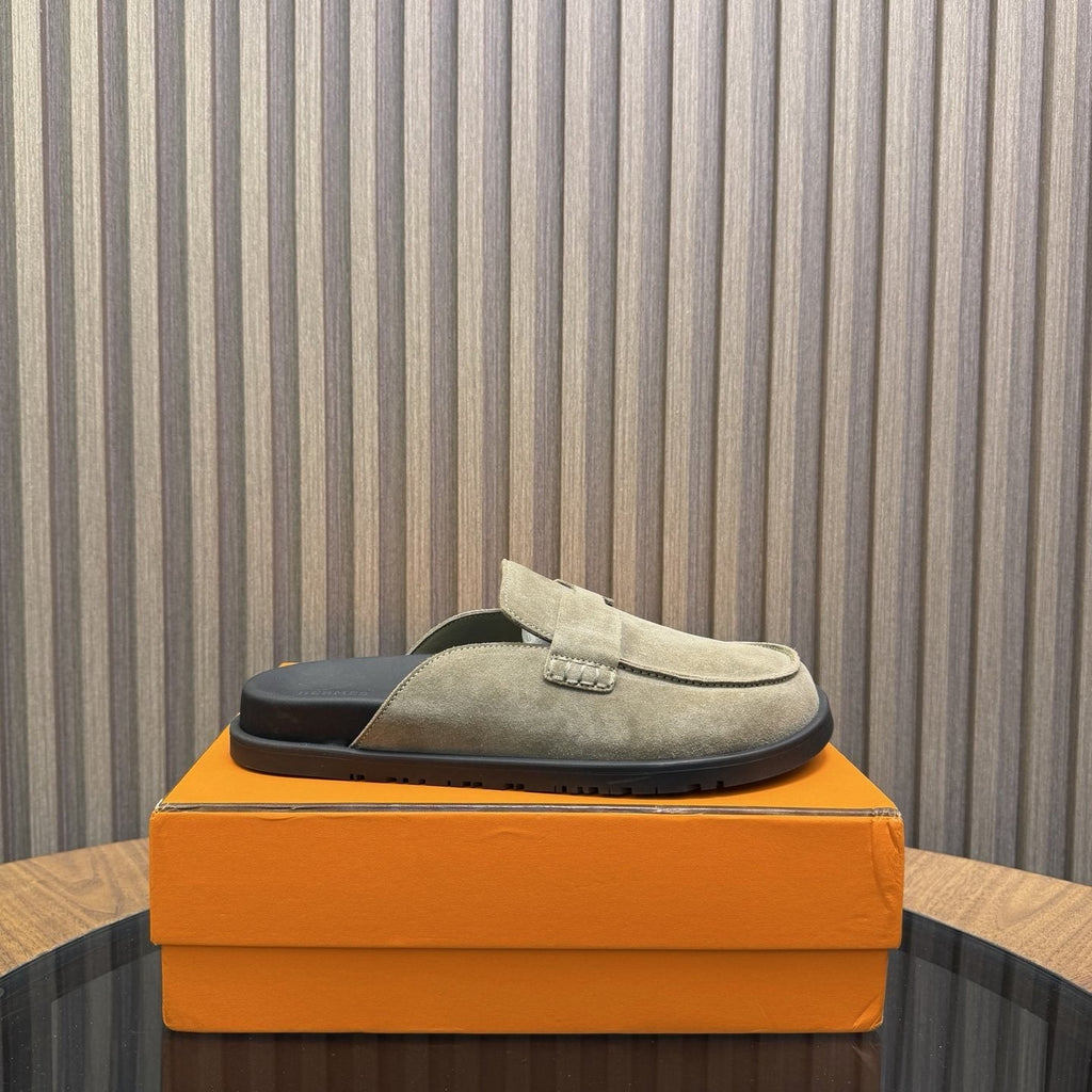 Hermès H-Detail Suede Mule Shoes — side