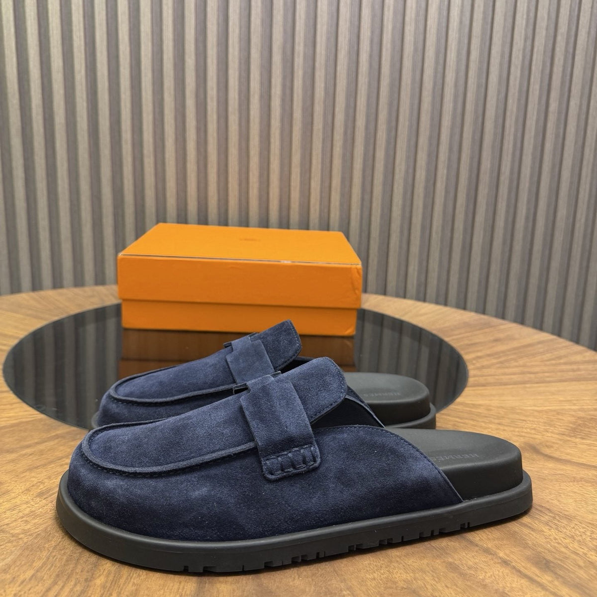 Hermès H-Detail Suede Mule Shoes — side