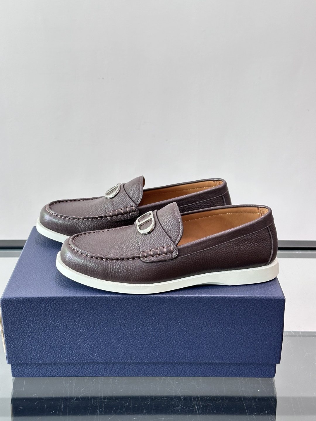 Dior Black Textured Slip-On Loafers — front