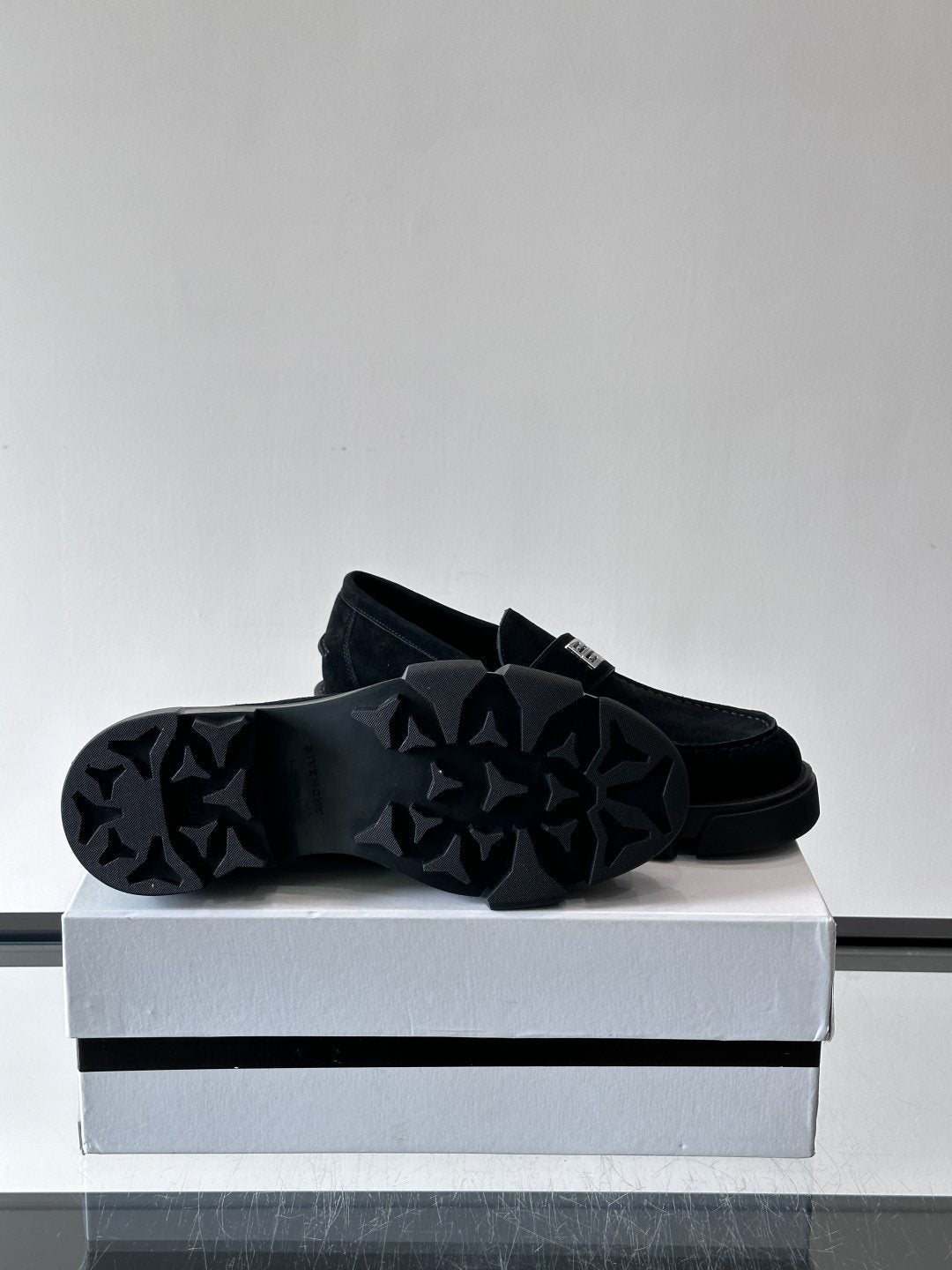 Givenchy Suede Lug-Sole Loafers — detail