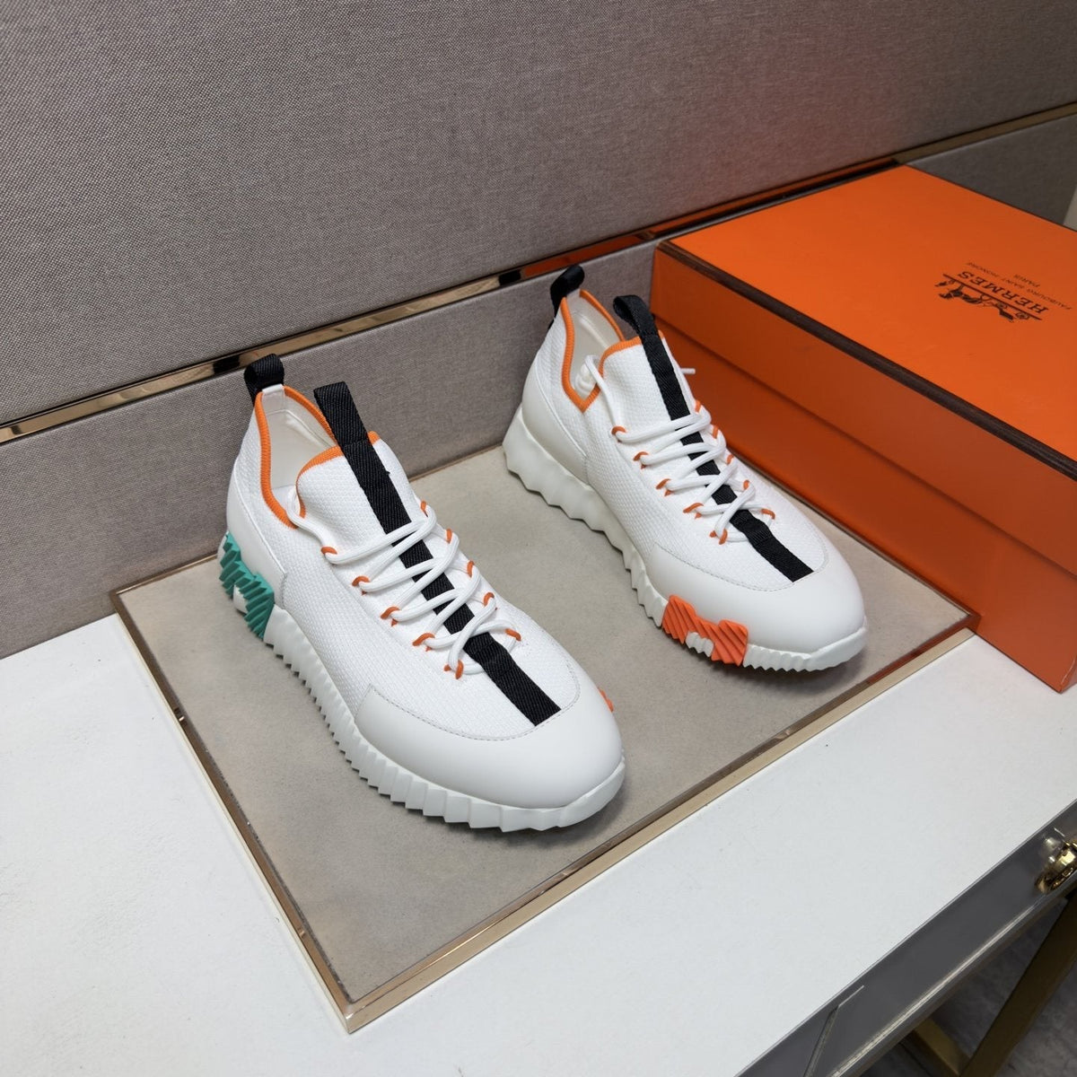 Hermès Color-Block Low-Top Sneakers — front