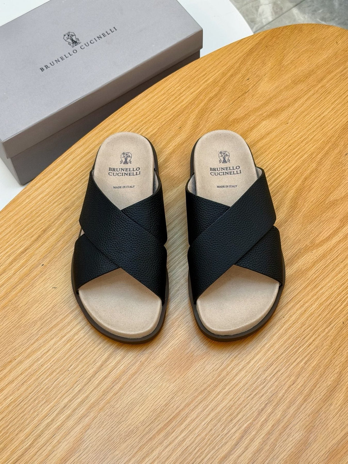 Brunello Cucinelli Crossover Slide Sandals — model