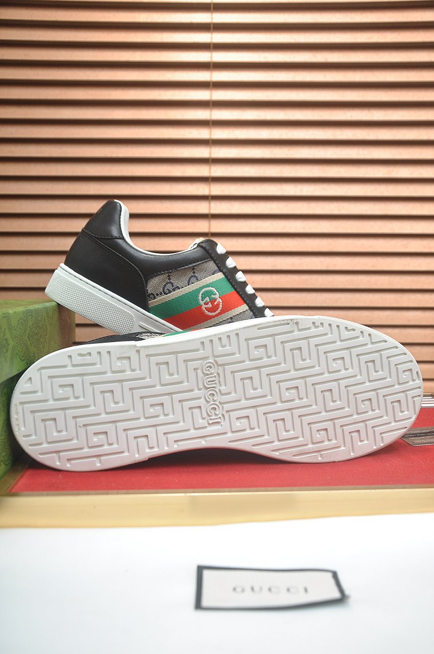 Gucci Red-Green Stripe Low-Top Sneakers — side