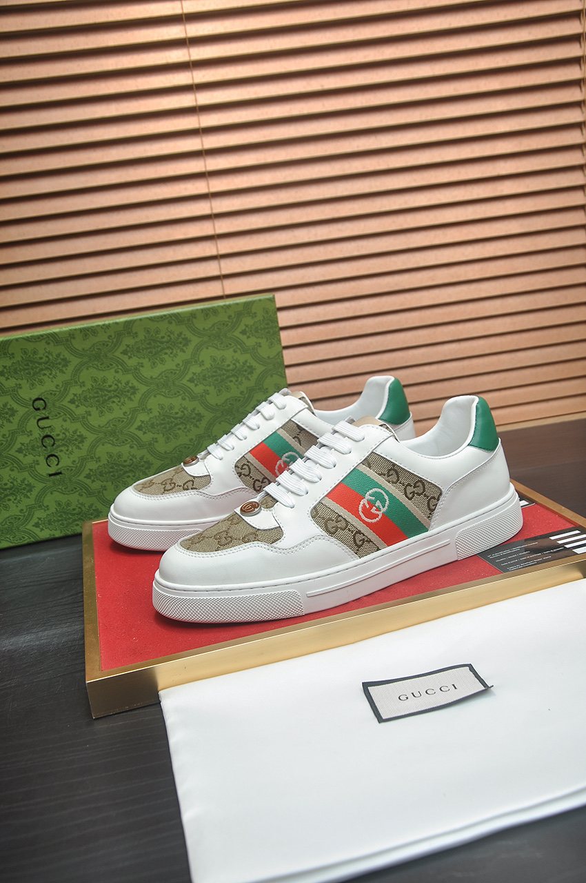 Gucci Red-Green Stripe Low-Top Sneakers — side