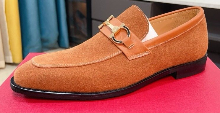 Ferragamo Blue Bit Loafers — front