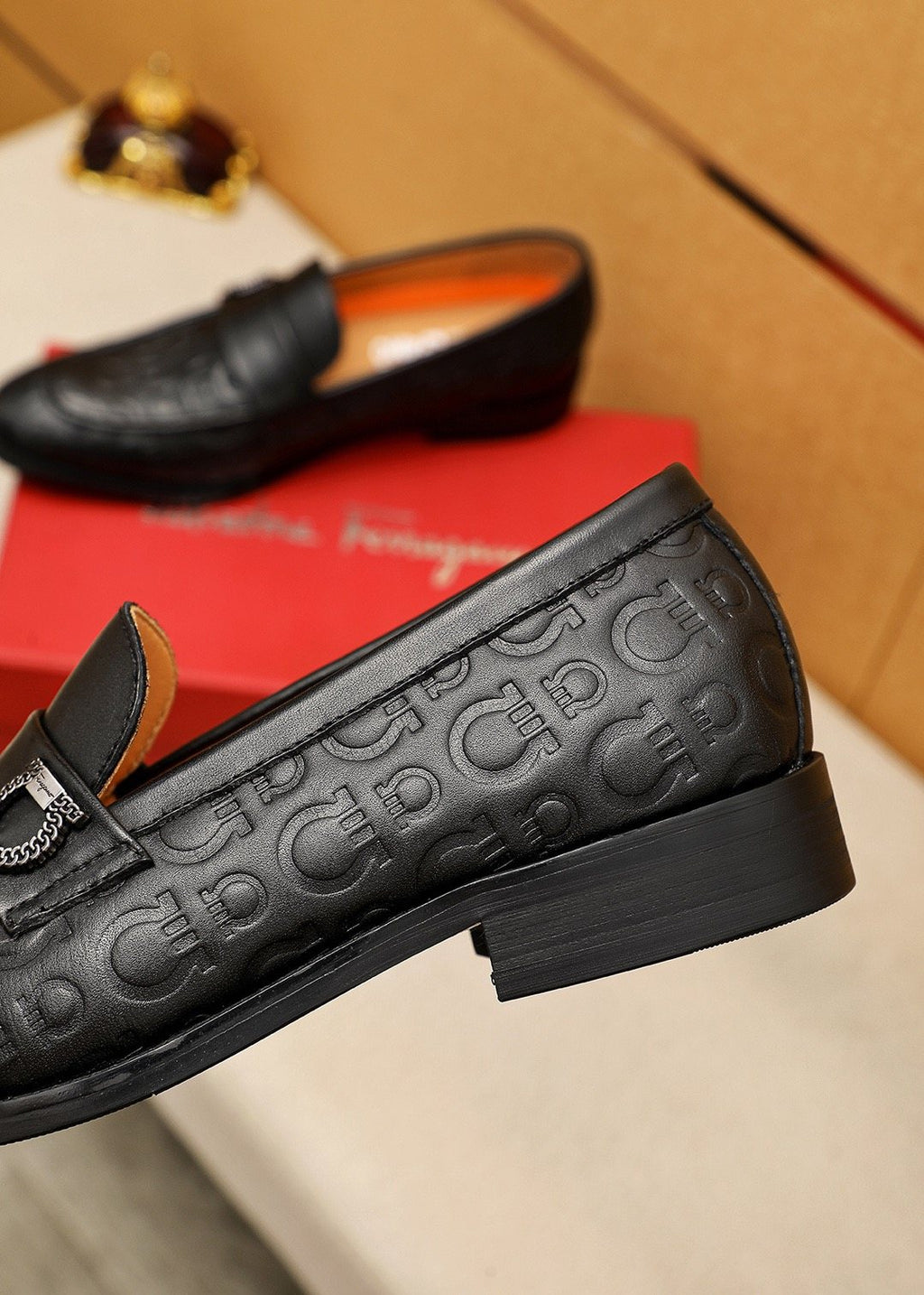 Ferragamo Embossed Buckle Loafers — back